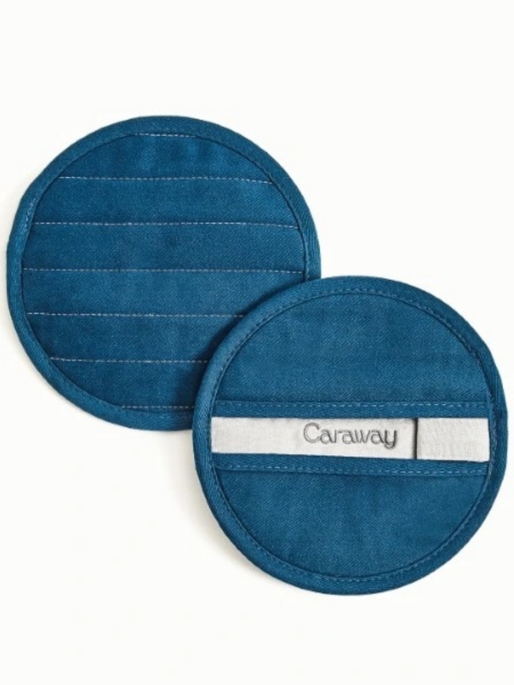 NEW Caraway organic cotton Blue Round Pot Handles Set of 2